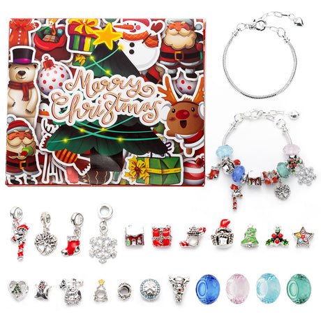 DIY creative children's bracelet jewelry 24-grid calendar Christmas holiday surprise blind box silver set - V.I.P Digital Presence