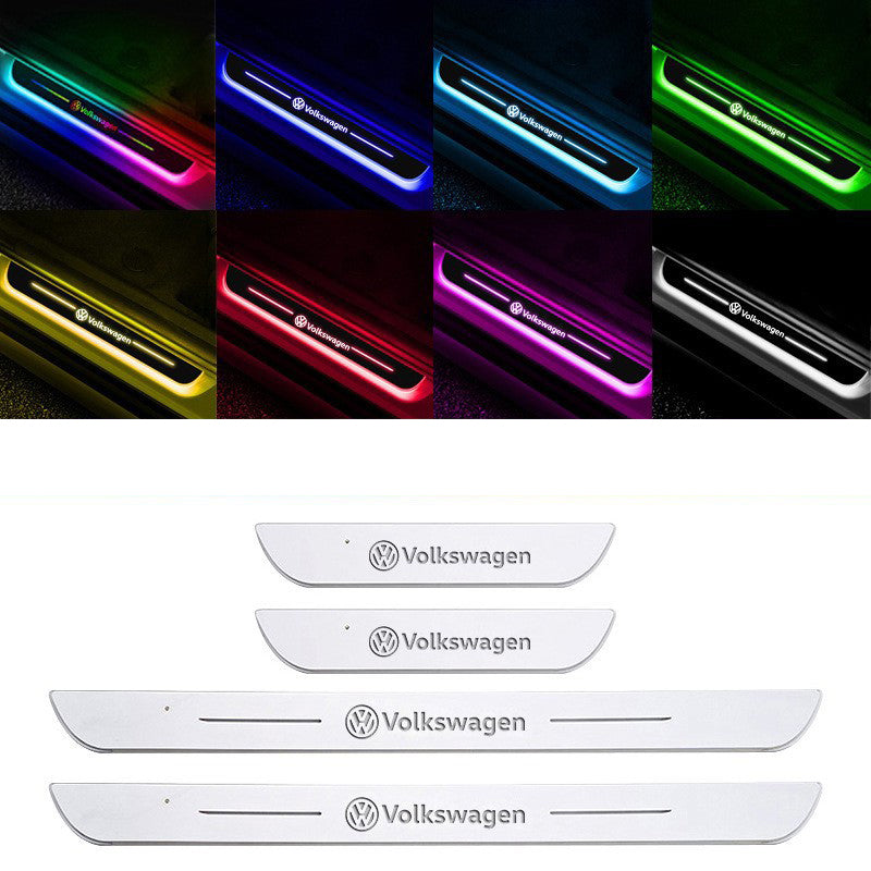 Acrylic Universal Car Led Welcome Pedal Light Led Moving Door Scuff Led Door Sill Scuff Plate car logo  4PCS Set - V.I.P Digital Presence