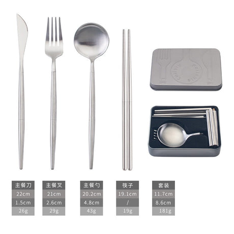 304 stainless steel portable tableware steak knife fork spoon chopsticks detachable folding tableware set - V.I.P Digital Presence