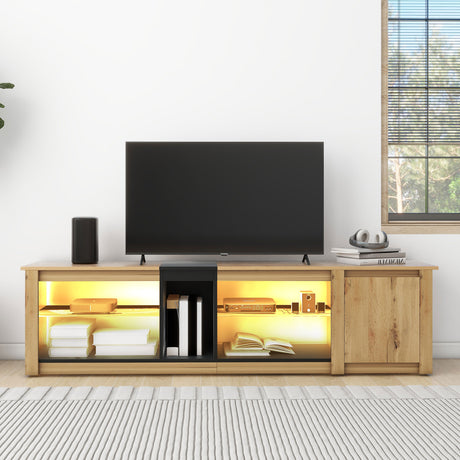 ModernTV stand suitable for TVs under 80 inches, media console with multifunctional storage, and LED lights - V.I.P Digital Presence