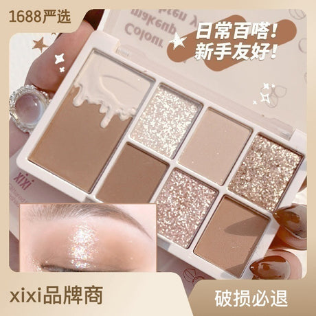 7 Color Eyeshadow Palette Red Wine Glitter Pearly Lasting Acrylic Eyeshadow Palette Korean Eyes Makeup Palette Beauty Makeup - V.I.P Digital Presence