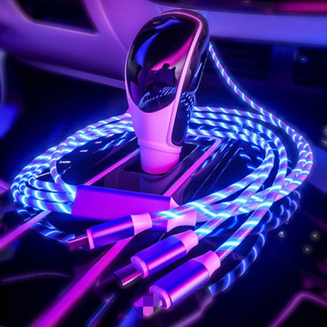 Can emit light multi head three in one charging cable streamer one to three data cable supports simultaneous charging - V.I.P Digital Presence
