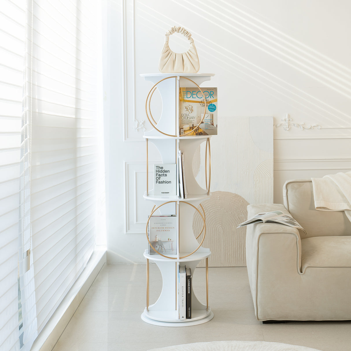 Display rack, 4-layer floor standing organizer, 360 ° rotation, stable and sturdy, can hold books and exhibits - V.I.P Digital Presence