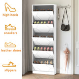 Shoe Storage Cabinet for Entryway, 5 Tiers Shoe Organizer with Carved Panels, Carving Shoe Closet,Vertical Shoe Cabinet - V.I.P Digital Presence