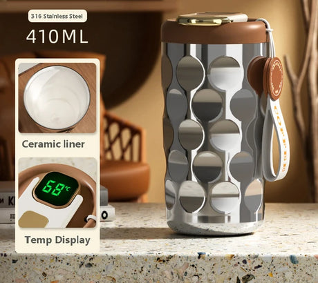 LED temperature display insulated cup 316 stainless steel cup intelligent coffee insulated bottle 410ml vacuum bottle coffee cup - V.I.P Digital Presence