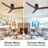 52" YUHAO Farmhouse Rustic Ceiling Fan without Light - Matte Black with Solid Wood Blade - V.I.P Digital Presence
