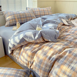 Cotton Dyed Washed Cotton Bedding Set Pure Cotton A Class Flat Sheet Quilt Cover Fitted Sheet Quilt Cover Three-Piece Set Striped