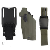 6354DO Left - handed Tactical Pistol Glock 17 Holster with X300U - A QLS Adapter, Leg Shroud, Drop, and MHA Leg Strap Kit - V.I.P Digital Presence