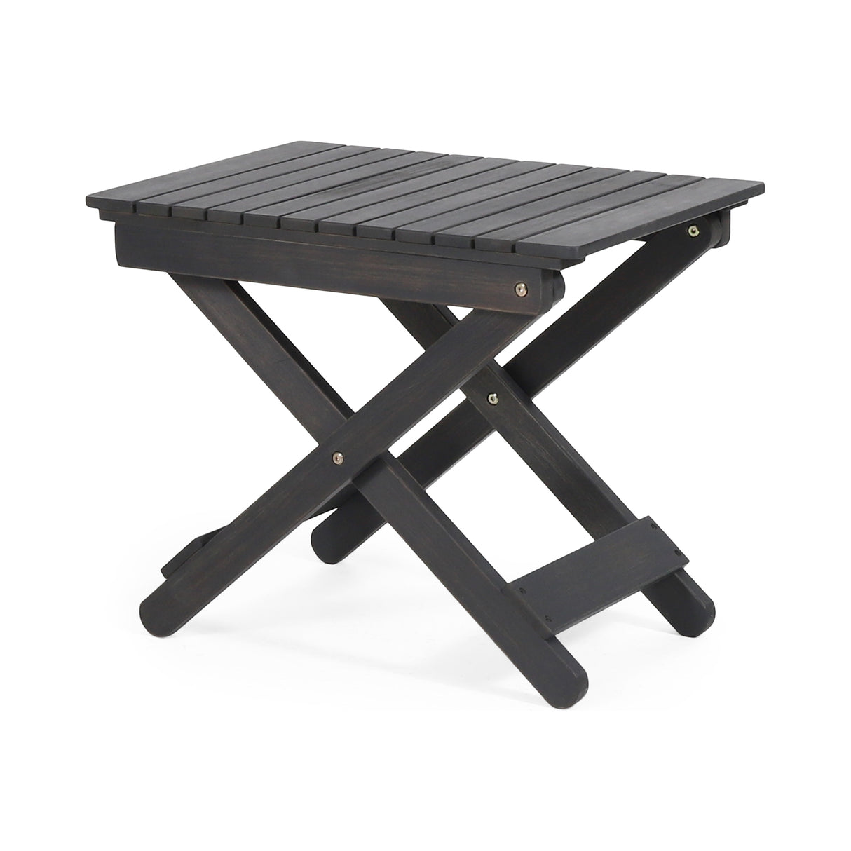 Outdoor Folding Wooden Side Table, Dark Gray, 15"D x 22.75"W x 18.25"H - V.I.P Digital Presence