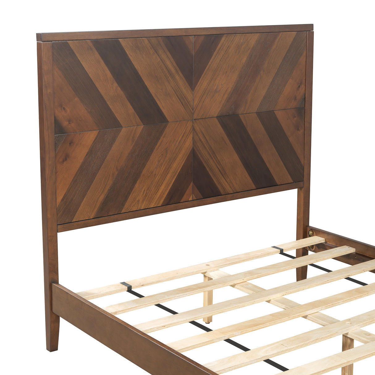 Mid-Century Modern Platform Bed Wood Slat Support with No Box Spring Needed,Full, Walnut - V.I.P Digital Presence