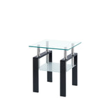 Tempered Transparent Glass End Table 2-Layers Small Table with Storage Living Room Side Table - V.I.P Digital Presence