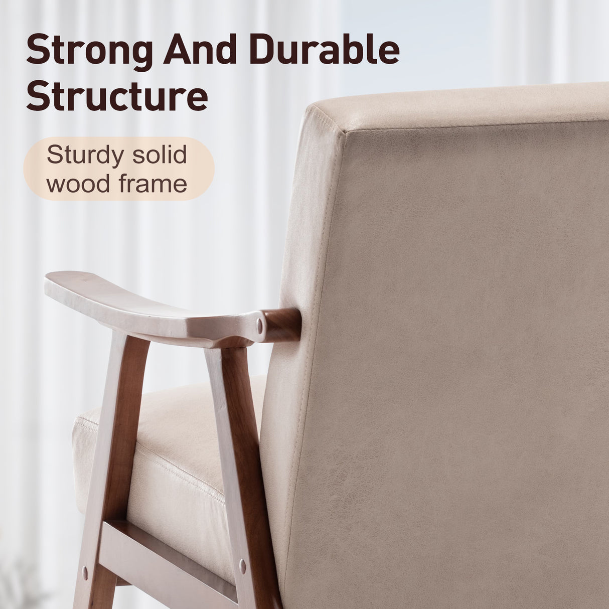 Solid wood frame living room chair, accent chair with thick backrest, casual chair Indoo - V.I.P Digital Presence