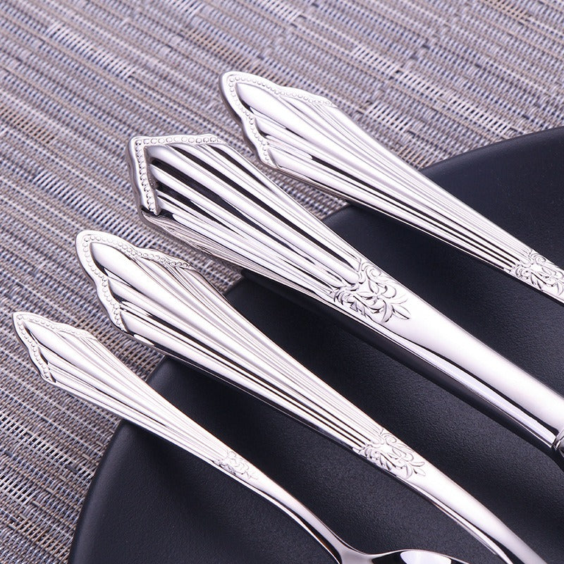 304 stainless steel knife, fork, spoon, hotel Western tableware, steak knife, fork, dessert spoon, fork, 4 piece  set - V.I.P Digital Presence