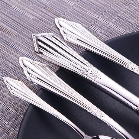 304 stainless steel knife, fork, spoon, hotel Western tableware, steak knife, fork, dessert spoon, fork, 4 piece  set - V.I.P Digital Presence