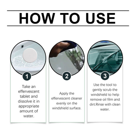Glass Oil Film Cleaning Tablet, Front Inner Windshield Oil Film Removing Stain Brightening Cleaning Tablet - V.I.P Digital Presence