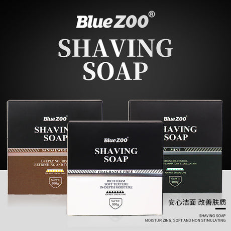 BlueZOO Men's Facial Shave Beard Shaving Foaming Soap Sandalwood Scented Mint - V.I.P Digital Presence