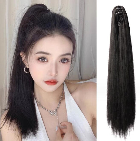Grab clip ponytail wig female straight hair ponytail mini small grab clip ponytail long straight hair chemical fiber wig high ponytail - V.I.P Digital Presence