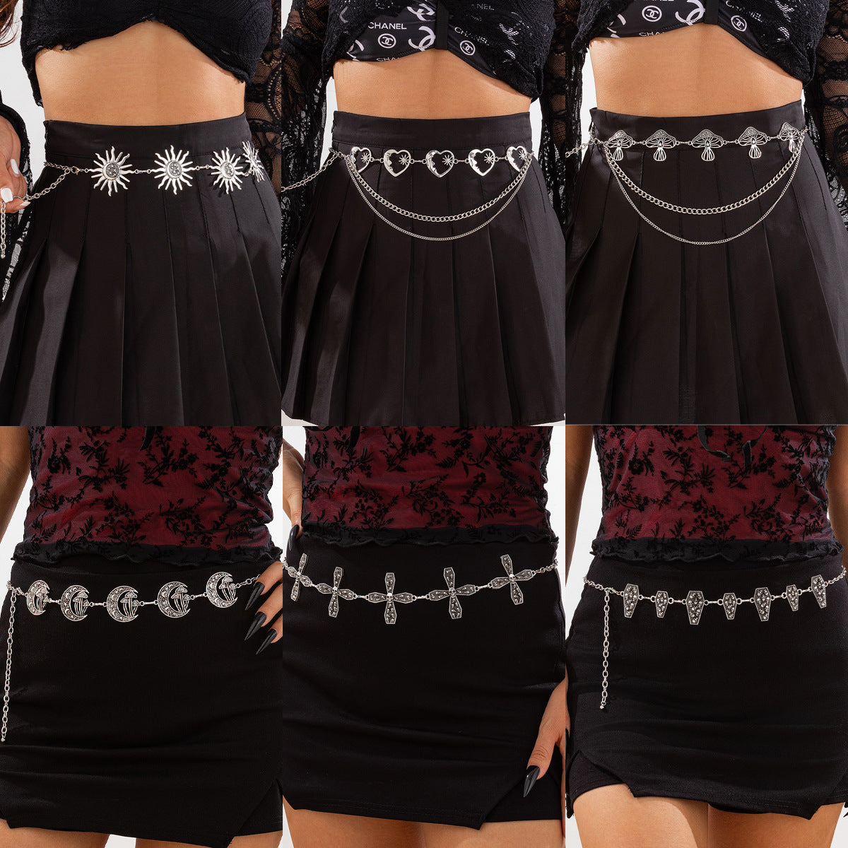 Gothic style spider web iron chain body chain retro carved sunflower alloy waist chain - V.I.P Digital Presence