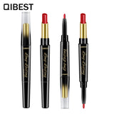 QIBEST Double-Ended Lipstick Pen Moisturizing Matte Matte Lipstick + Lip Liner Rotating Lip Liner - V.I.P Digital Presence