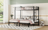 Twin over Twin & Twin Bunk Beds for 3, Twin XL over Twin & Twin Bunk Bed Metal Triple Bunk Bed, Black - V.I.P Digital Presence