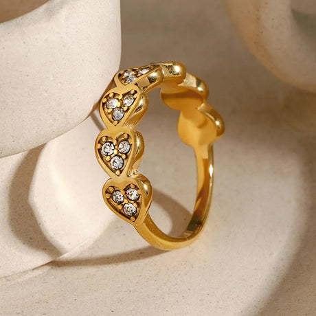 Stainless Steel Inlaid Zircon Heart Ring - V.I.P Digital Presence