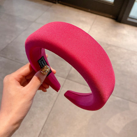 Candy colored thick sponge hair hoop for women's solid color wide edged and minimalist headband - V.I.P Digital Presence