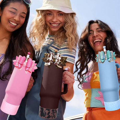 Cup Boot for Stanley 40/30 oz: Straw Cover, Bow Topper, Diamond Caps, Bottom Protector, 3 PCS Set. - V.I.P Digital Presence