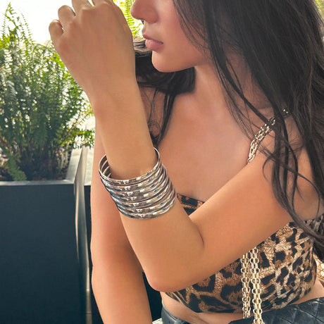 Stacked wind curved smooth surface bracelet with personalized and versatile metallic feel Bracelet set - V.I.P Digital Presence