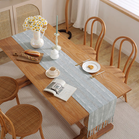 Hand - woven cotton and linen table flag with hollow tassels, suitable for household and rural dining tables - V.I.P Digital Presence