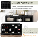 ONTREND Sleek Design 24 shoe cabinet, modern shoe cabinet with curved base, high-quality multifunctional side panel, black - V.I.P Digital Presence