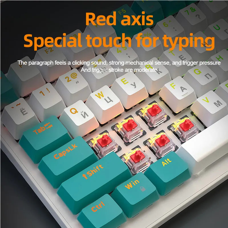 Teclado mecánico inalámbrico K6 5.0 BT 2.4 Ghz con cable, tres modos, retroiluminado, Bluetooth, para gamers, 100 teclas, para PC