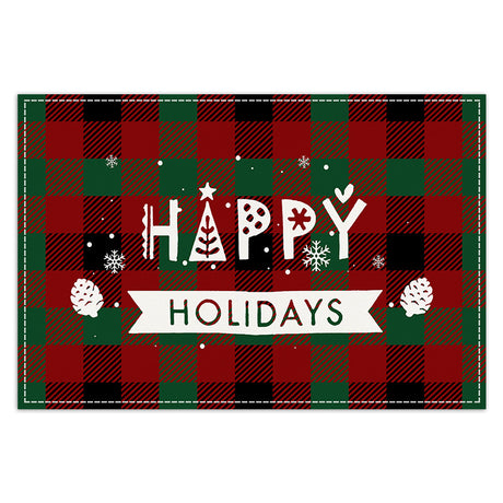 Christmas Tree Elk Printed Meal Mat Christmas Striped Checkered Table Mat White Hemp Western Food Mat - V.I.P Digital Presence