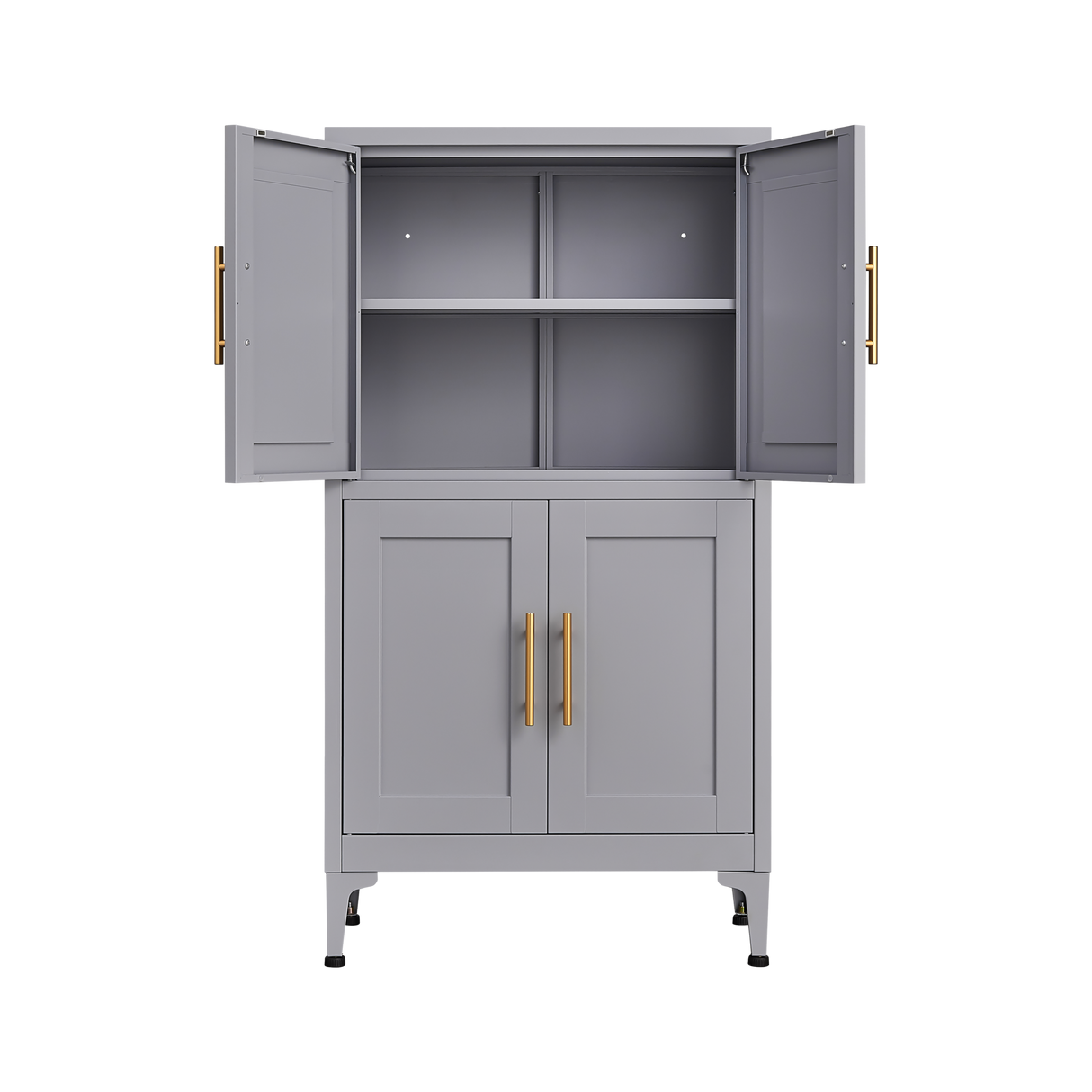 Grey metal kitchen storage cabinet, kitchen pantry storage cabinet with door and shelf, adjustable leveling feet - V.I.P Digital Presence