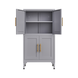 Grey metal kitchen storage cabinet, kitchen pantry storage cabinet with door and shelf, adjustable leveling feet - V.I.P Digital Presence