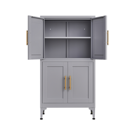 Grey metal kitchen storage cabinet, kitchen pantry storage cabinet with door and shelf, adjustable leveling feet - V.I.P Digital Presence