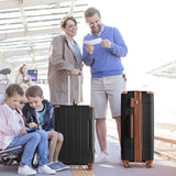 Hardshell Luggage Spinner Suitcase with TSA Lock Lightweight Expandable 24'' (Single Luggage) Black Brown + ABS + 24 Inch