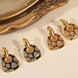 Geometric glazed enamel leopard print earrings fashionable and elegant accessories - V.I.P Digital Presence