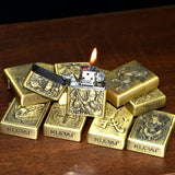 Kerosene lighter windproof retro style grinding wheel personalized bronze relief fuel dispenser - V.I.P Digital Presence