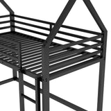 Twin over Twin House Bunk Bed with Built-in Ladder,Black - V.I.P Digital Presence