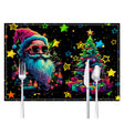 Christmas table mat with white linen starry sky and Santa Claus print - V.I.P Digital Presence