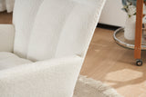 Rocking Chair Nursery  solid wood leg reading chair  Teddy fabric cushion with Nap armchair  white Teddy fabric