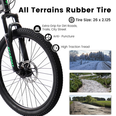 A2660 Ecarpat Mountain Bike 26 inch wheels, carbon steel frame disc brake thumb shift front fork rear shock absorber bike - V.I.P Digital Presence