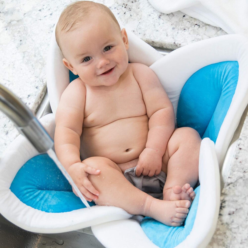 Alfombrilla de baño para bebé de 80 cm, diseño de flores, para bañera, lavabo, ducha infantil segura, plegable, con almohadillas de seguridad para asiento de pétalos. 