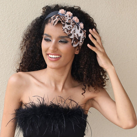 Fashionable leopard print fabric flower headband - V.I.P Digital Presence