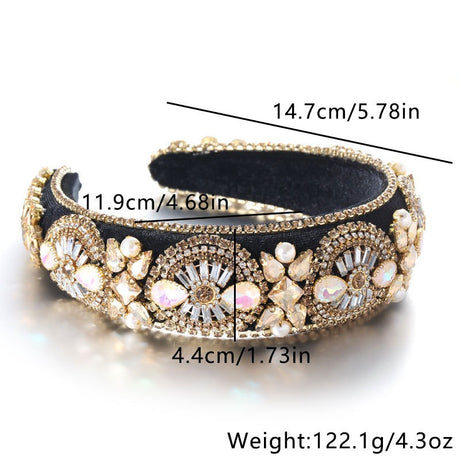 Super Sparkling Diamond Pearl Hair Hoop Baroque Retro Women's Sponge Head Hoop - V.I.P Digital Presence