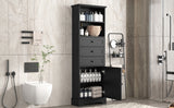 Black high storage cabinet with 3 drawers and adjustable shelves, MDF board painted - V.I.P Digital Presence