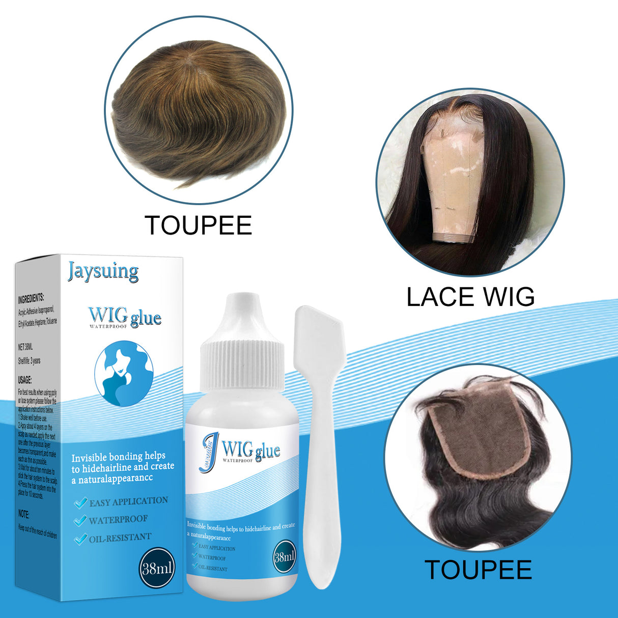 Jaysuing No Trace Wig Hair Extension Lace Head Cover Invisible Glue Sticky Strong Hair Curtain Glue Does Not Hurt The Skin Hair Block Glue - V.I.P Digital Presence