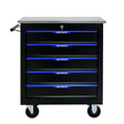 5 DRAWERS MULTIFUNCTIONAL TOOL CART WITH WHEELS-BLACK+BLUE - V.I.P Digital Presence