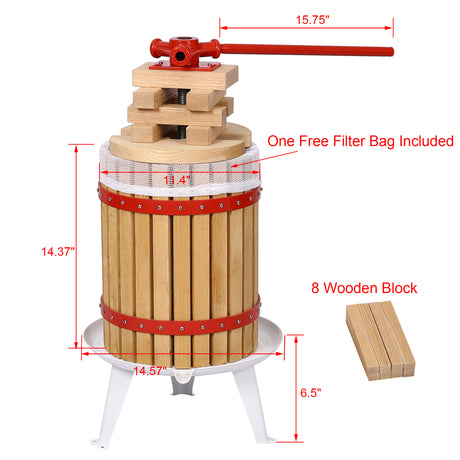 Fruit Wine Press and Crusher and Filter Bag,100% Nature Apple&Grape&Berries Crusher Manual Juice Maker for Kitchen - V.I.P Digital Presence