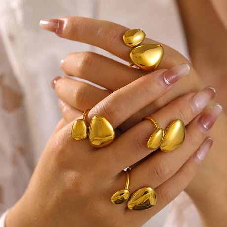 Geometric Irregular Smooth Open Ring Stainless Steel Plated Ring - V.I.P Digital Presence